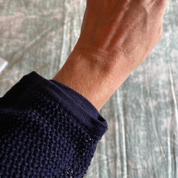 Asoie Navy Blue Mixed Material Sweater - Picture 11 of 11